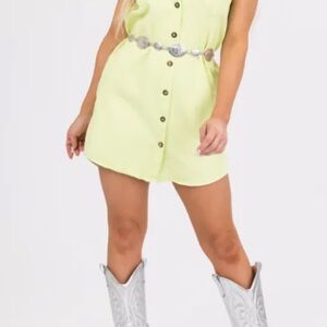 She + Sky Lime Green Shirt Dress